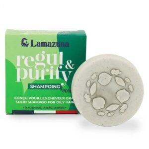 shampoing solide pour cheveux gras vegan spiruline et argile verte 70ml lamazuna
